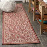 Charleston Vintage Filigree Textured Weave Indoor/outdoor Runner Rug