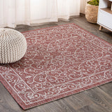 Charleston Vintage Filigree Textured Weave Indoor/outdoor Square Rug