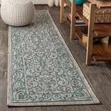 Charleston Vintage Filigree Textured Weave Indoor/outdoor Runner Rug