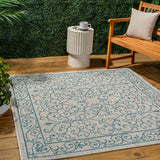 Charleston Vintage Filigree Textured Weave Indoor/outdoor Square Rug