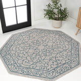 Charleston Vintage Filigree Textured Weave Indoor/outdoor Octagon Rug