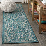 Charleston Vintage Filigree Textured Weave Indoor/outdoor Runner Rug