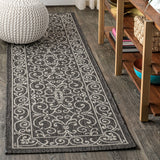 Charleston Vintage Filigree Textured Weave Indoor/outdoor Runner Rug