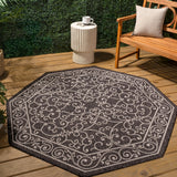 Charleston Vintage Filigree Textured Weave Indoor/outdoor Octagon Rug
