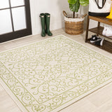 Charleston Vintage Filigree Textured Weave Indoor/outdoor Square Rug