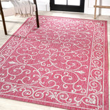 Charleston Vintage Filigree Textured Weave Indoor/outdoor Area Rug