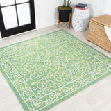 Charleston Vintage Filigree Textured Weave Indoor/outdoor Square Rug