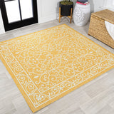Charleston Vintage Filigree Textured Weave Indoor/outdoor Square Rug