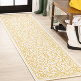 Charleston Vintage Filigree Textured Weave Indoor/outdoor Runner Rug