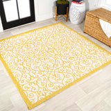 Madrid Vintage Filigree Textured Weave Indoor/outdoor Square Rug