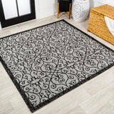 Madrid Vintage Filigree Textured Weave Indoor/outdoor Square Rug