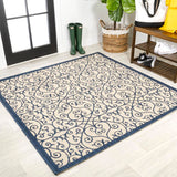 Madrid Vintage Filigree Textured Weave Indoor/outdoor Square Rug