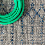 Ourika Moroccan Geometric Textured Weave Indoor/outdoor Round Rug