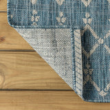 Ourika Moroccan Geometric Textured Weave Indoor/outdoor Runner Rug Teal/Gray / Runner / 2'2" X 8' – BACK