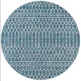 Ourika Moroccan Geometric Textured Weave Indoor/outdoor Round Rug