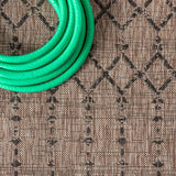 Ourika Moroccan Geometric Textured Weave Indoor/outdoor Round Rug