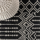 Ourika Moroccan Geometric Textured Weave Indoor/outdoor Runner Rug Black/Gray / Runner / 2'2" X 8' – DETAIL