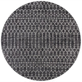 Ourika Moroccan Geometric Textured Weave Indoor/outdoor Round Rug