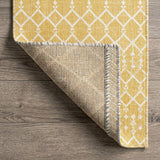 Ourika Moroccan Geometric Textured Weave Indoor/outdoor Runner Rug Yellow/Cream / Runner / 2'2" X 8' – BACK