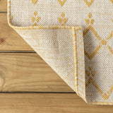 Ourika Moroccan Geometric Textured Weave Indoor/outdoor Runner Rug Cream/Yellow / Runner / 2'2" X 8' – BACK
