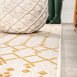 Ourika Moroccan Geometric Textured Weave Indoor/outdoor Runner Rug