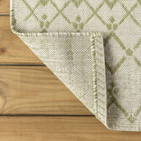 Ourika Moroccan Geometric Textured Weave Indoor/outdoor Runner Rug Cream/Green / Runner / 2'2" X 8' – BACK
