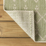 Ourika Moroccan Geometric Textured Weave Indoor/outdoor Runner Rug Light Green/Cream / Runner / 2'2" X 8' – BACK