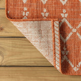 Ourika Moroccan Geometric Textured Weave Indoor/outdoor Runner Rug Orange/Cream / Runner / 2'2" X 8' – BACK