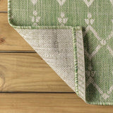 Ourika Moroccan Geometric Textured Weave Indoor/outdoor Runner Rug Green/Ivory / Runner / 2'2" X 8' – BACK