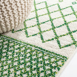 Ourika Moroccan Geometric Textured Weave Indoor/outdoor Runner Rug Green/Ivory / Runner / 2'2" X 8' – DETAIL