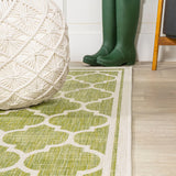 Trebol Moroccan Trellis Textured Weave Indoor/outdoor Round Rug