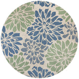 Zinnia Modern Floral Textured Weave Indoor/outdoor Round Rug