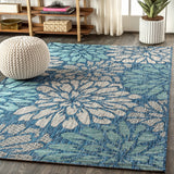 Zinnia Modern Floral Textured Weave Indoor/outdoor Area Rug