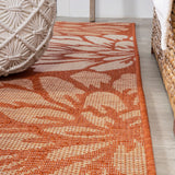 Zinnia Modern Floral Textured Weave Indoor/outdoor Square Rug