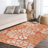 Zinnia Modern Floral Textured Weave Indoor/outdoor Area Rug