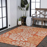 Zinnia Modern Floral Textured Weave Indoor/outdoor Area Rug