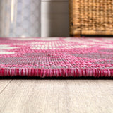 Zinnia Modern Floral Textured Weave Indoor/outdoor Square Rug