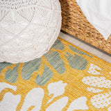 Zinnia Modern Floral Textured Weave Indoor/outdoor Square Rug