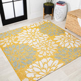 Zinnia Modern Floral Textured Weave Indoor/outdoor Square Rug