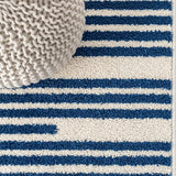 Colonia Berber Stripe Indoor/outdoor Area Rug Blue/Ivory / Runner / 2'2" X 8' – DETAIL