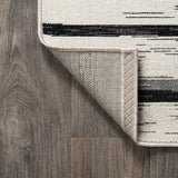 Colonia Berber Stripe Indoor/outdoor Area Rug Ivory/Black / Runner / 2'2" X 8' – BACK