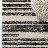 Colonia Berber Stripe Indoor/outdoor Area Rug Ivory/Black / Runner / 2'2" X 8' – DETAIL