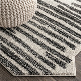Colonia Berber Stripe Indoor/outdoor Area Rug Ivory/Black / Square / 3'11" Square – DETAIL