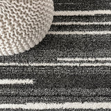 Colonia Berber Stripe Indoor/outdoor Area Rug Black/Ivory / Round / 3'1" Round – DETAIL