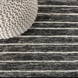 Colonia Berber Stripe Indoor/outdoor Area Rug Black/Ivory / Square / 3'1" Square – DETAIL