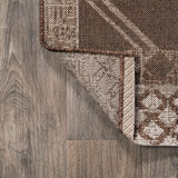 Marokko Diamond Tribal Medallion Indoor/outdoor Area Rug Brown/Beige / Runner / 2'2" X 8' – BACK