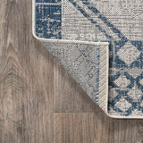 Marokko Diamond Tribal Medallion Indoor/outdoor Area Rug Blue/Ivory / Runner / 2'2" X 8' – BACK