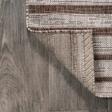 Sukie Modern Offset Stripe Indoor/outdoor Area Rug Brown/Beige / Runner / 2'2" X 8' – BACK