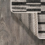 Sukie Modern Offset Stripe Indoor/outdoor Area Rug Black/Ivory / Runner / 2'2" X 8' – BACK