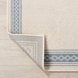 Lucia Classic Diamond Border Indoor/outdoor Area Rug Cream/Blue / Runner / 2' X 8' – BACK